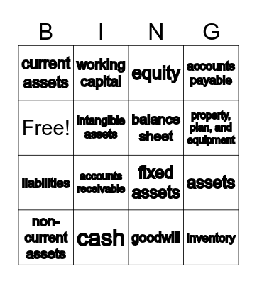 Financial Statements Bingo Card