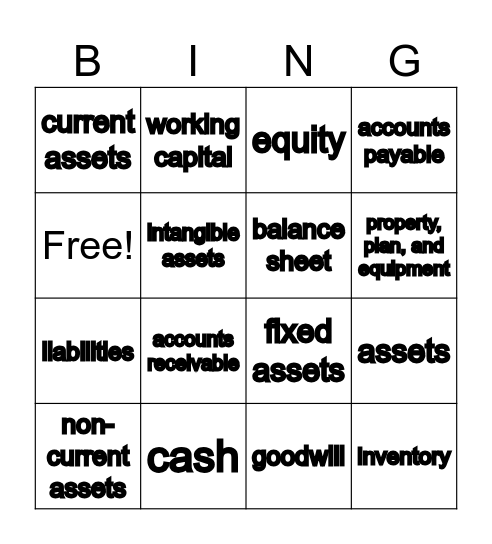 Financial Statements Bingo Card