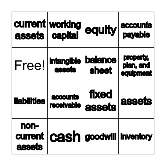 Financial Statements Bingo Card