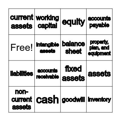 Financial Statements Bingo Card