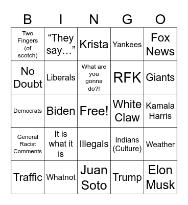 Holiday Bingo Card