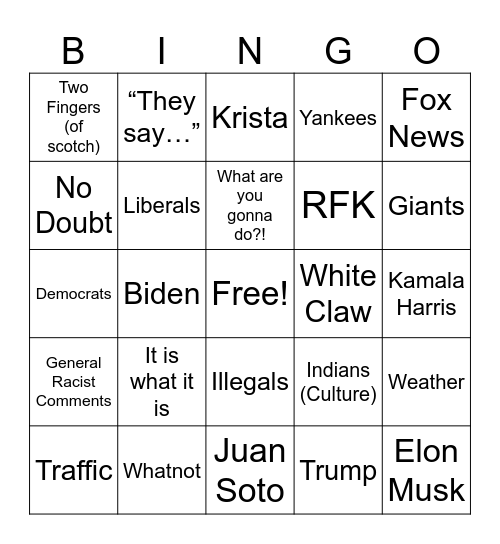 Holiday Bingo Card