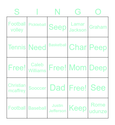 Graham Bingo Card