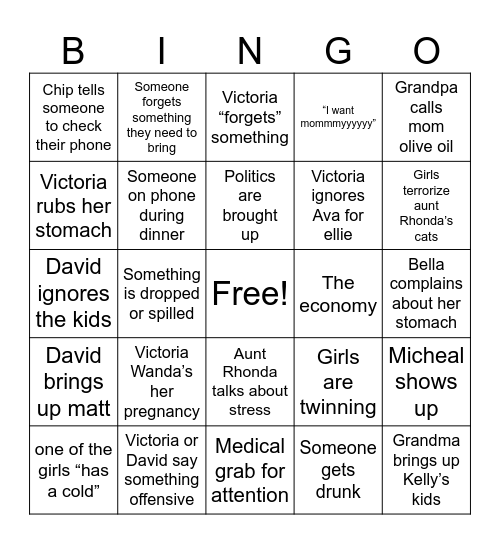 Thanksgiving Bingo Card