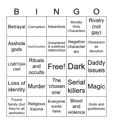 AFHG Bingo Card