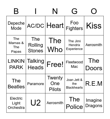 ROCK & ROLL Bingo Card