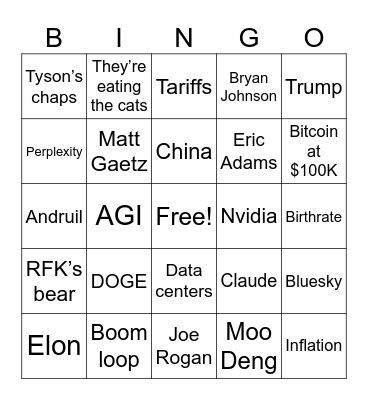 Thanksgiving Dinner Bingo Card