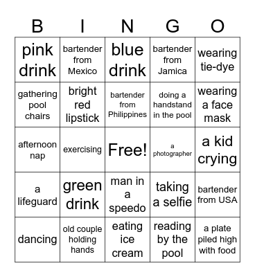 cruise ship Bingo Card