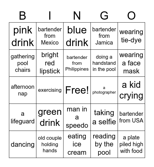 cruise ship Bingo Card