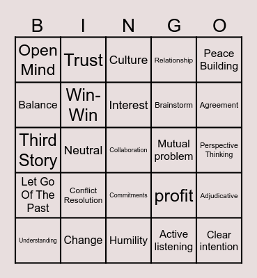 Peace, Productivity & Profit Bingo Card