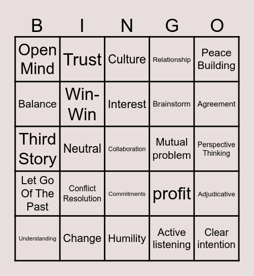 Peace, Productivity & Profit Bingo Card