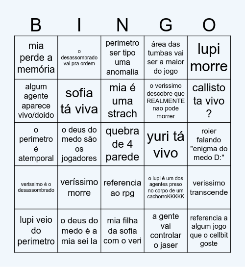 ENIGMA DO MEDO BINGO Card