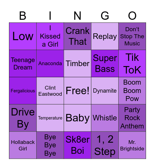 Pop 2k Throwbacks Bingo Card