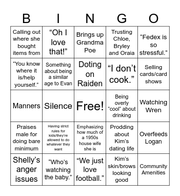 Sheryl’s Thanksgiving Bingo Card