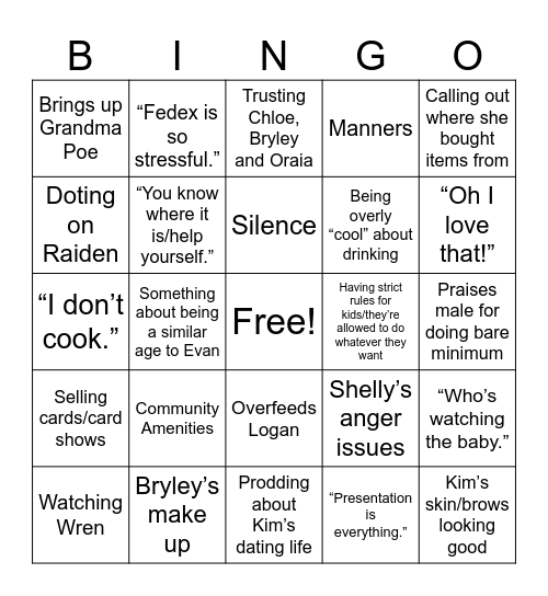 Sheryl’s Thanksgiving Bingo Card