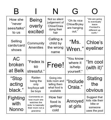 Sheryl’s Thanksgiving Bingo Card