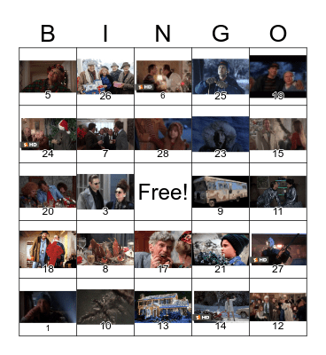 Christmas Vacation Bingo Card