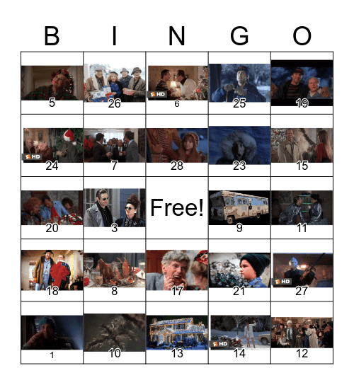 Christmas Vacation Bingo Card