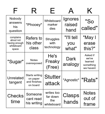 O'Leary Bingo Card