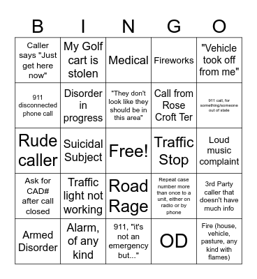 Thanksgiving Day Edition - Dispatch BINGO Card