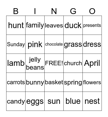 Easter Bingo Card