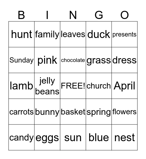 Easter Bingo Card