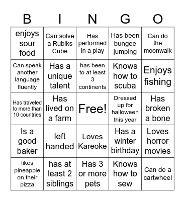 Spexi Human Bingo Card