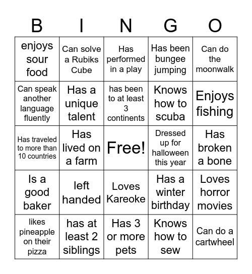 Spexi Human Bingo Card