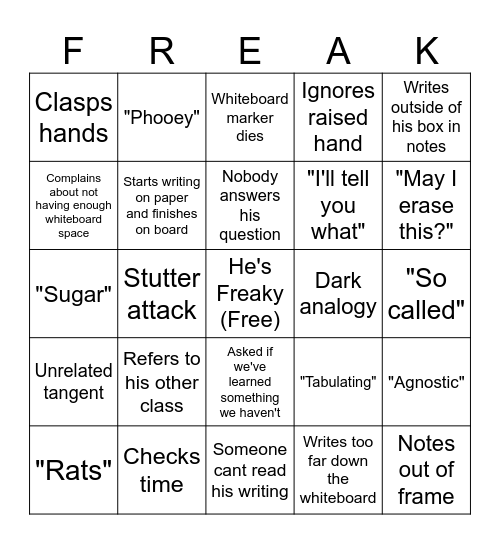 O'Leary Bingo Card