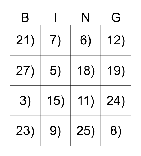 BHSI's Human Bingo Card