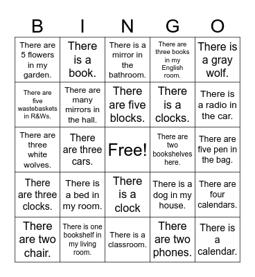 There is/There are Bingo Card
