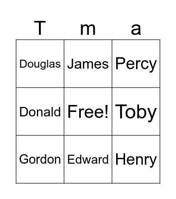 Thomas Toys Bingo Card