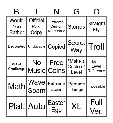 Geometry Dash Bingo Board 2.2 Edition Bingo Card