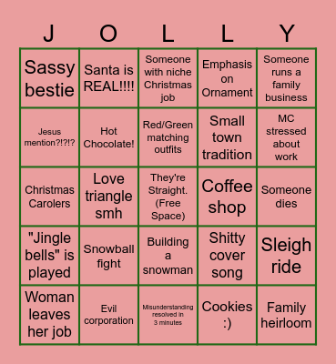 Hallmark Christmas Crust Bingo Card