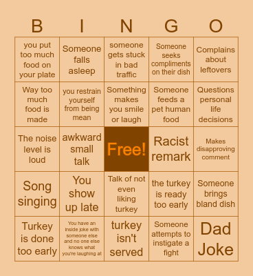 thankful 4 friends Bingo Card