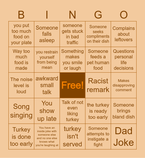 thankful 4 friends Bingo Card