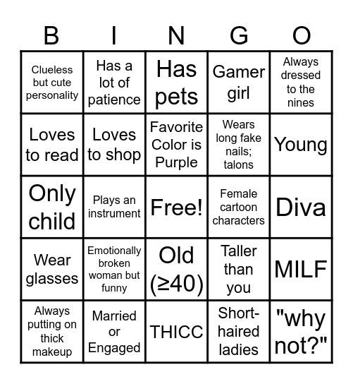 WOMEN Bingo Card