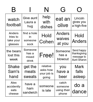 Thanksgiving Bingo Card