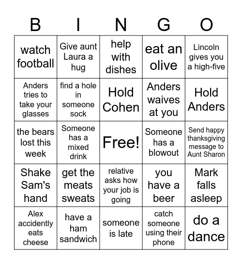 Thanksgiving Bingo Card