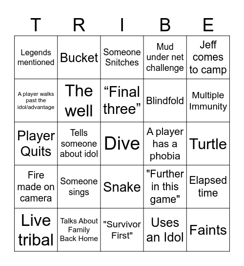 Survivor Bingo Nov 27th Bingo Card