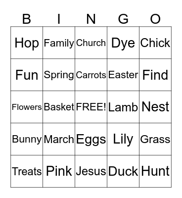 Easter Bingo Card