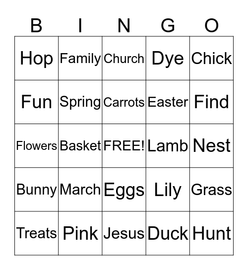 Easter Bingo Card