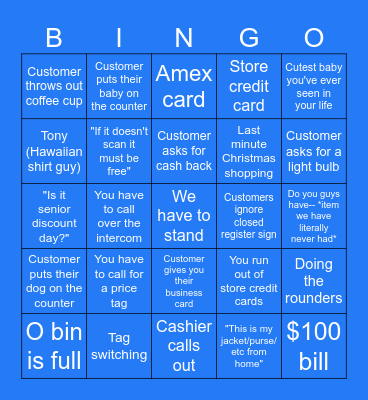 Cashier Bingo Goodwill Flavor Bingo Card
