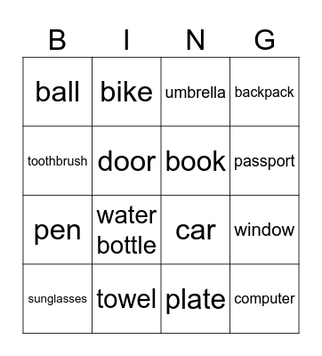 BingoEvery day items bingo Card