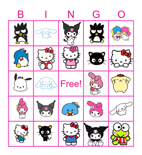 Hello Kitty & Friends Bingo Card