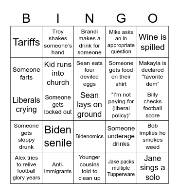Thanksgiving Bingo Card
