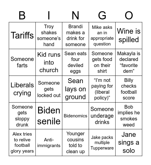 Thanksgiving Bingo Card