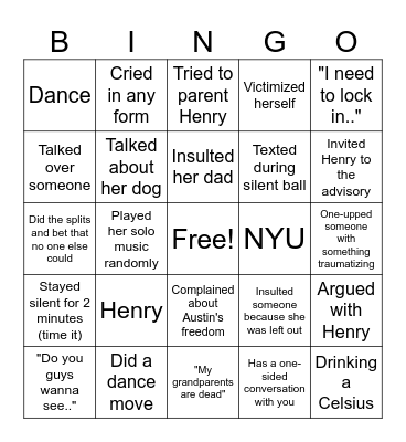 AVA BINGO Card