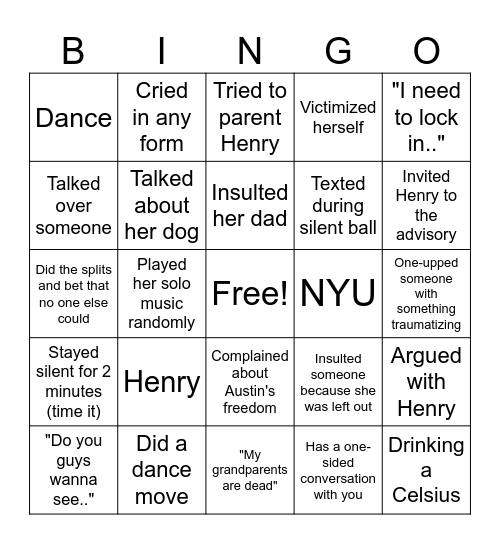 AVA BINGO Card