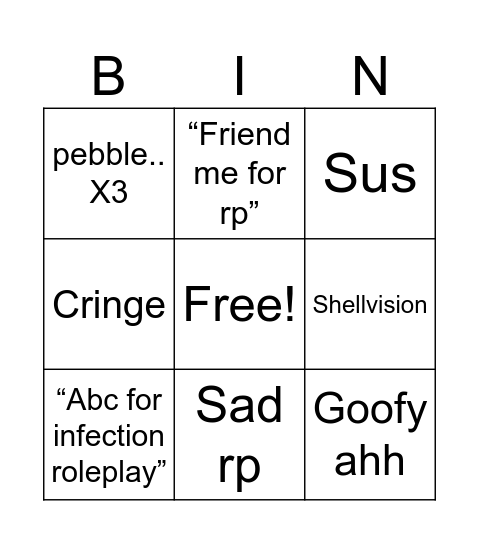 Dandy’s world role play bingo Card